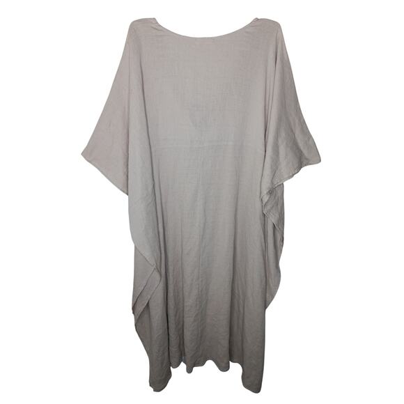 New Easel Kaftan Dress Small Beige Oversized Boho Cotton Tie Front Lounge - Picture 3 of 13
